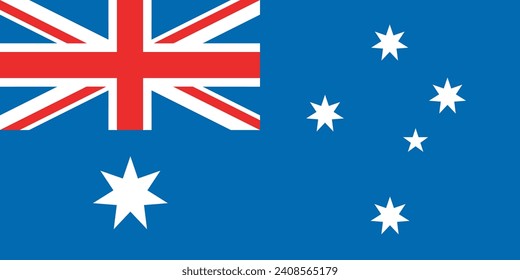 Australia flag. The official ratio. Flag icon. Standard color. Standard size. A rectangular flag. Computer illustration. Digital illustration. Vector illustration.