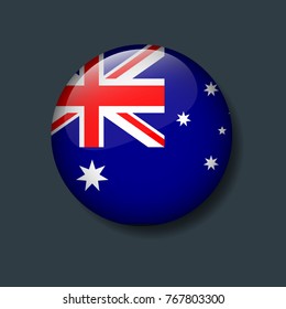 Australia Flag on 3D Button, National Football or Soccer team logo Concept.