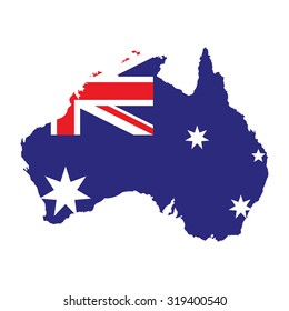 Australia Flag On Australian Map Stock Vector (Royalty Free) 319400540 ...