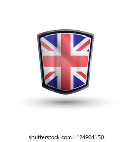 Australia flag on metal shiny shield vector illustration.