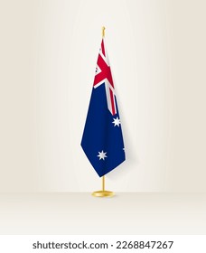 Australia flag on a flag stand. Vector illustration.