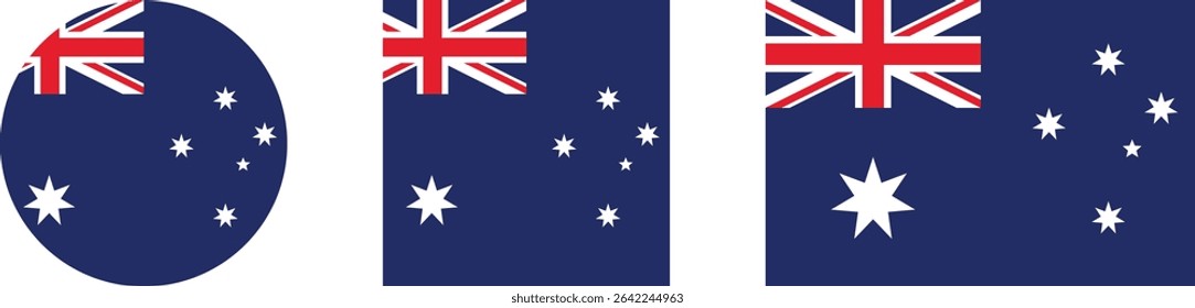 
Australia flag PNG vector. Australia square and round icon isolated on transparent PNG background. Australia flag icon.