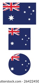 
Australia flag PNG vector. Australia square and round icon isolated on transparent PNG background. Australia flag icon.