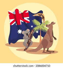 australia flag poster with animals