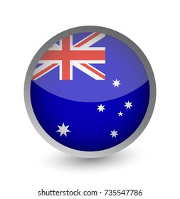 Australia Flag Round Glossy Icon. Vector illustration.