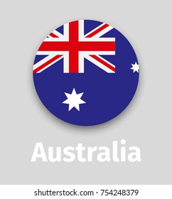 Australia flag, round icon with shadow isolated vector illustration