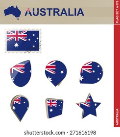 Australia Flag Set, Flag Set #176. Vector.
