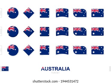 Australia flag set, simple flags of Australia with three different effects. Vector illustration.