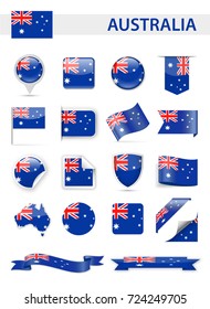 Australia Flag Set - Vector Illustration