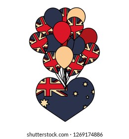 australia flag shaped heart and balloons