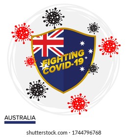 Australische Flagge Schild als Symbol gegen das Corona-Virus