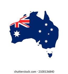 Australia. Australia flag. Silhouette of the Australian continent. Vector illustration