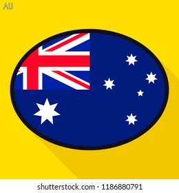 Bolha de fala da bandeira da Austrália, sinal de comunicação de mídia social, ícone oval de negócios plano.