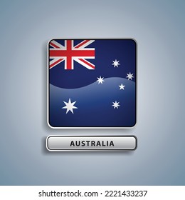 Australia Flag Square Button Vector Illustration