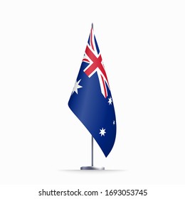 Australia flag state symbol isolated on background national banner. Greeting card National Independence Day of the Commonwealth of Australia. Illustration banner with realistic state flag.