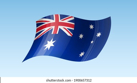 Australia flag state symbol isolated on background national banner. Greeting card National Independence Day of the Commonwealth of Australia. Illustration banner with realistic state flag.