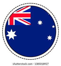 Australia flag sticker on white background. Vintage vector seal quality badge. Template design element. National day. Travel sign.