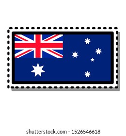 Australia flag sticker on white background. Vintage vector badge. Template design element. Travel sign. Symbol of Independence Day, souvenir sport game, button language, icon.