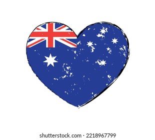 Australia flag symbol.Heart with flag of Australia.