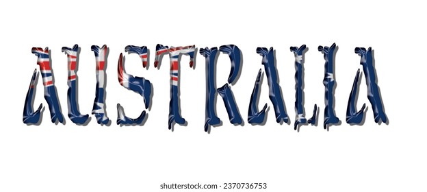 AUSTRALIA flag text font, 3D AUSTRALIA Font With Flag, 3D vector illustration