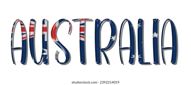 AUSTRALIA flag text font, 3D AUSTRALIA flag colorful background, AUSTRALIA flag vector illustration