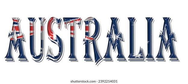 AUSTRALIA flag text font, 3D AUSTRALIA flag colorful background, AUSTRALIA flag vector illustration