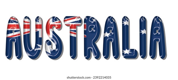 AUSTRALIA flag text font, 3D AUSTRALIA flag colorful background, AUSTRALIA flag vector illustration