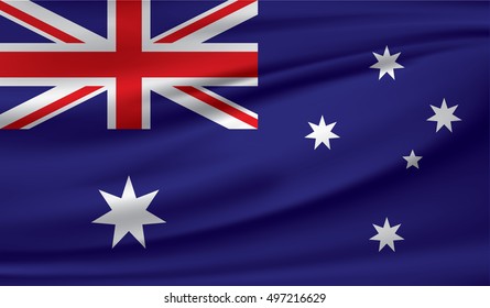 Australia flag, three dimensional render, satin texture, vector