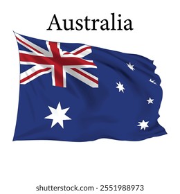 Australia Flag vector, Australia flag 3d illustration, Australia realistic flag vector