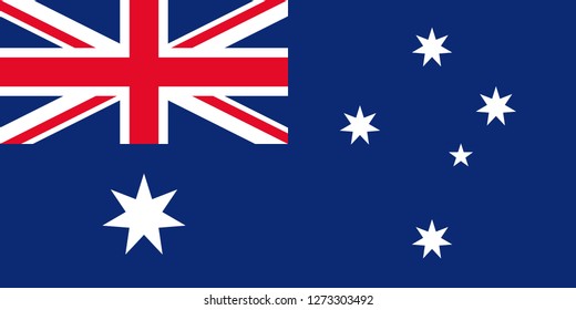 Australia flag. Vector. Australian official state sign. National flag of Australia with Union Jack and stars in blue and red colors. Isolated icon. Colorful illustration.
