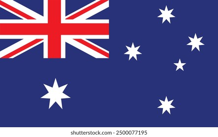 Diseño e ilustración del Vector de la bandera de Australia, bandera digital del diseño del Vector de Australia, estrellas con el color original de la bandera