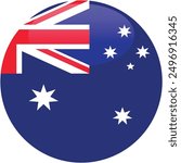 Australia flag vector icon. Glossy round icon with flag of the Australia on white background