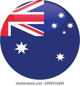 Australia flag vector icon. Glossy round icon with flag of the Australia on white background