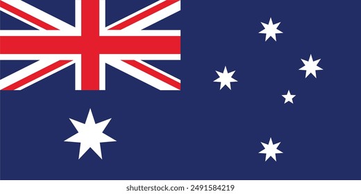 Ilustración vectorial de la bandera australiana. Bandera nacional oficial australiana para afiche, volante, Anuncio, medios sociales, celebración del día de Australia 26 de enero, proyectos educativos impresos y uso digital