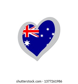 Australia flag vector inside of heart symbol