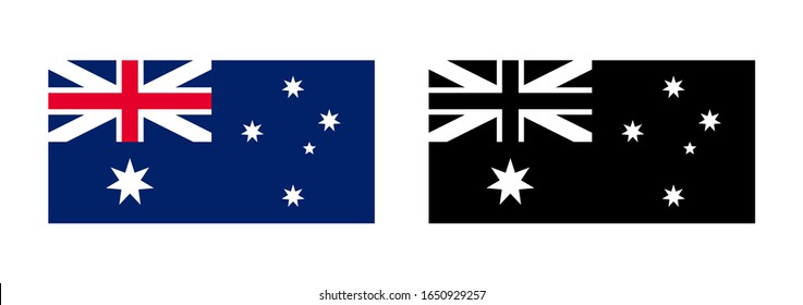 Australia Flag Vector - National Flag of Australia With Original Color and Black White Version