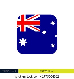 Australia Flag Vector Stock Illustration Design Template. Rounded Square Shape.