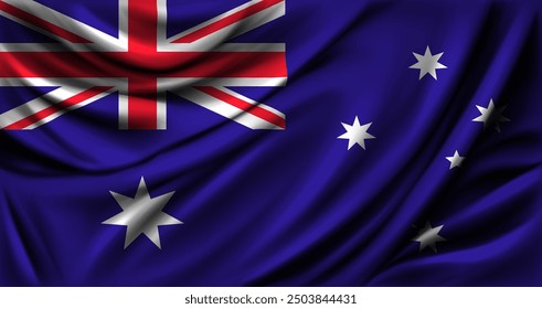AUSTRALIA Flag waving close up. Vector illustration.