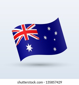 Australia flag waving form on gray background. Vector illustration.
