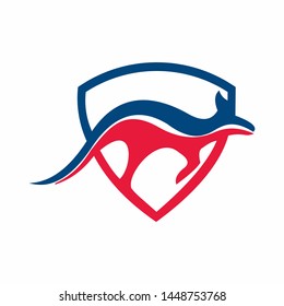 Australia flight airplane logo Creative Air Design Illustration, Australia Map With Kangaroo Silhouette and Love Symbol
