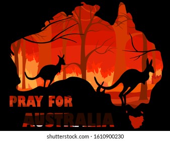 Australia forest fire, Pray for Australia and forest fire background, Save Australia concept, sign symbol background, vector ,illustration in concept.