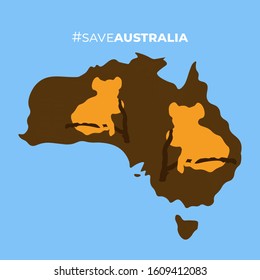 Australia forest fire. Pray for Australia. Save Australia. flat design elements. Vector illustration