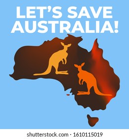 Australia forest fire. Pray for Australia. Save Australia. flat design elements. Vector illustration