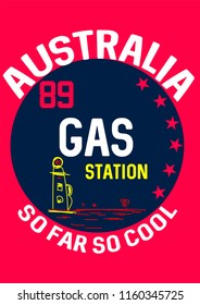 australia gas station,t-shirt design