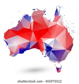 Australia geometric design map isolated on white. All elements are separated in editable layers clearly labeled.