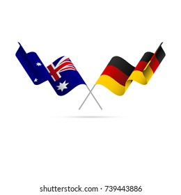 Australia and Germany flags. Crossed flags. Vector illustration.