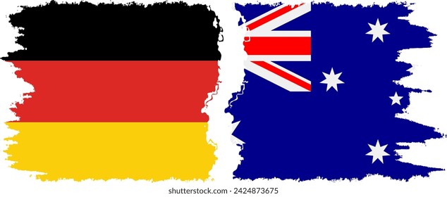 Australia y Alemania grunge banderas de conexión, vector