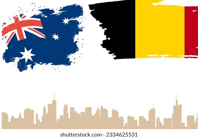 Australia and Germany Vector Flag with the background of Buildings. Vector Illustration
