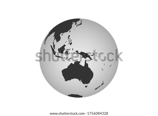 オーストラリアの世界のアイコン オーストラリア大陸と南アジアを見た地球儀 ベクター画像の世界地図 のベクター画像素材 ロイヤリティフリー