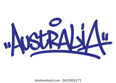 Australia graffiti tag in bold vector lettering on transparent background, showcasing vibrant urban culture and creative street art. Perfect for hip hop, youth, and cultural design projects.